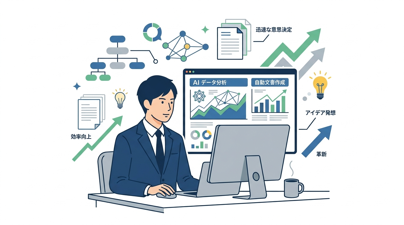 ビジネスパーソンが生成AIを活用して生産性を向上させている様子